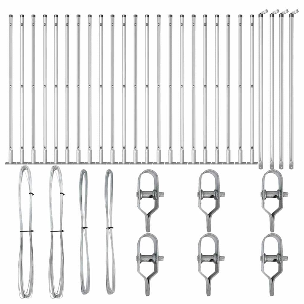 vidaXL Στυλοί Φράχτη με Βάσεις 26 τεμ Ø32mm 50cm Γαλβανισμένο Ατσάλι