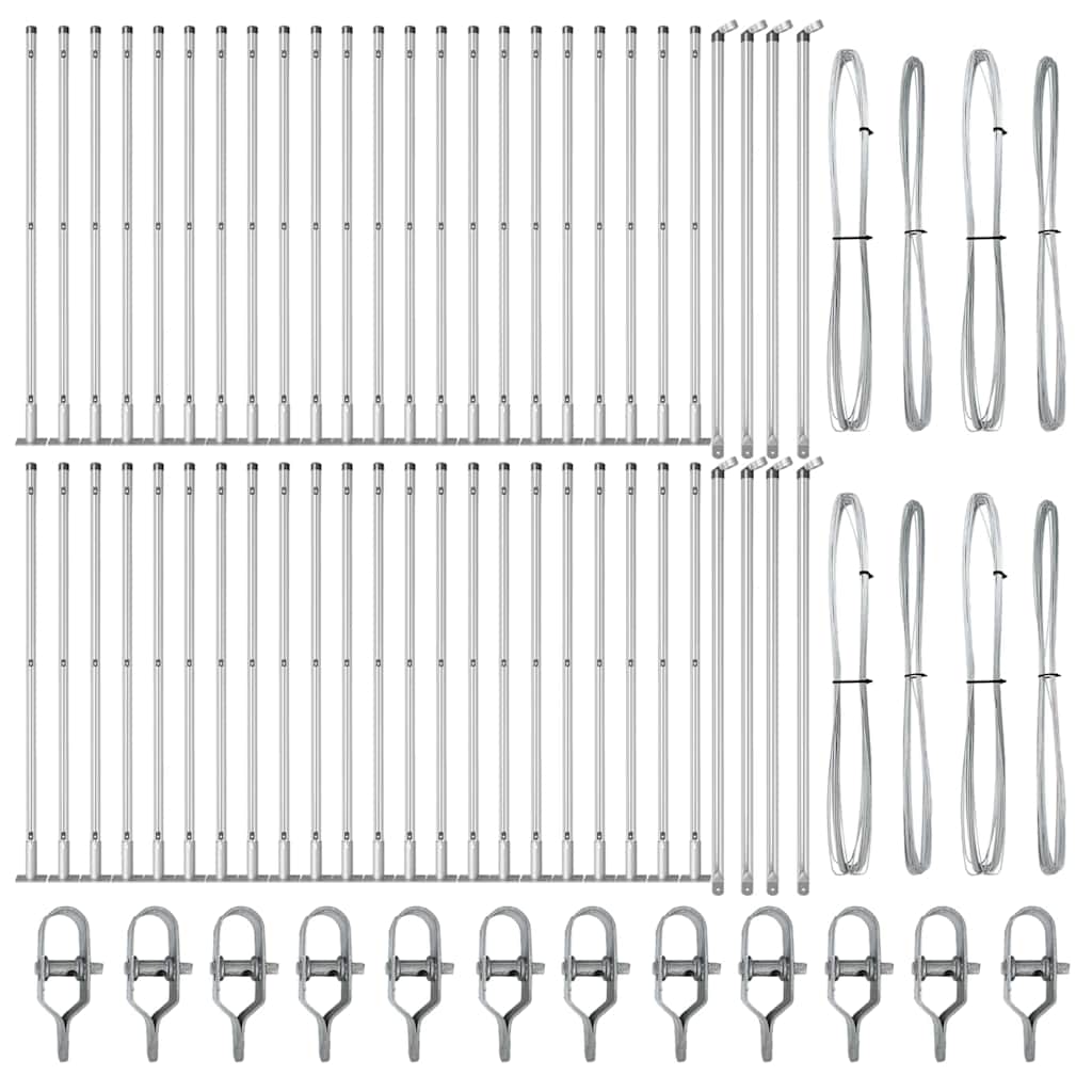 vidaXL Πάσσαλοι φence με βάση 52 τεμάχια Ø32mm 90cm Γαλβανισμένο Χάλυβα