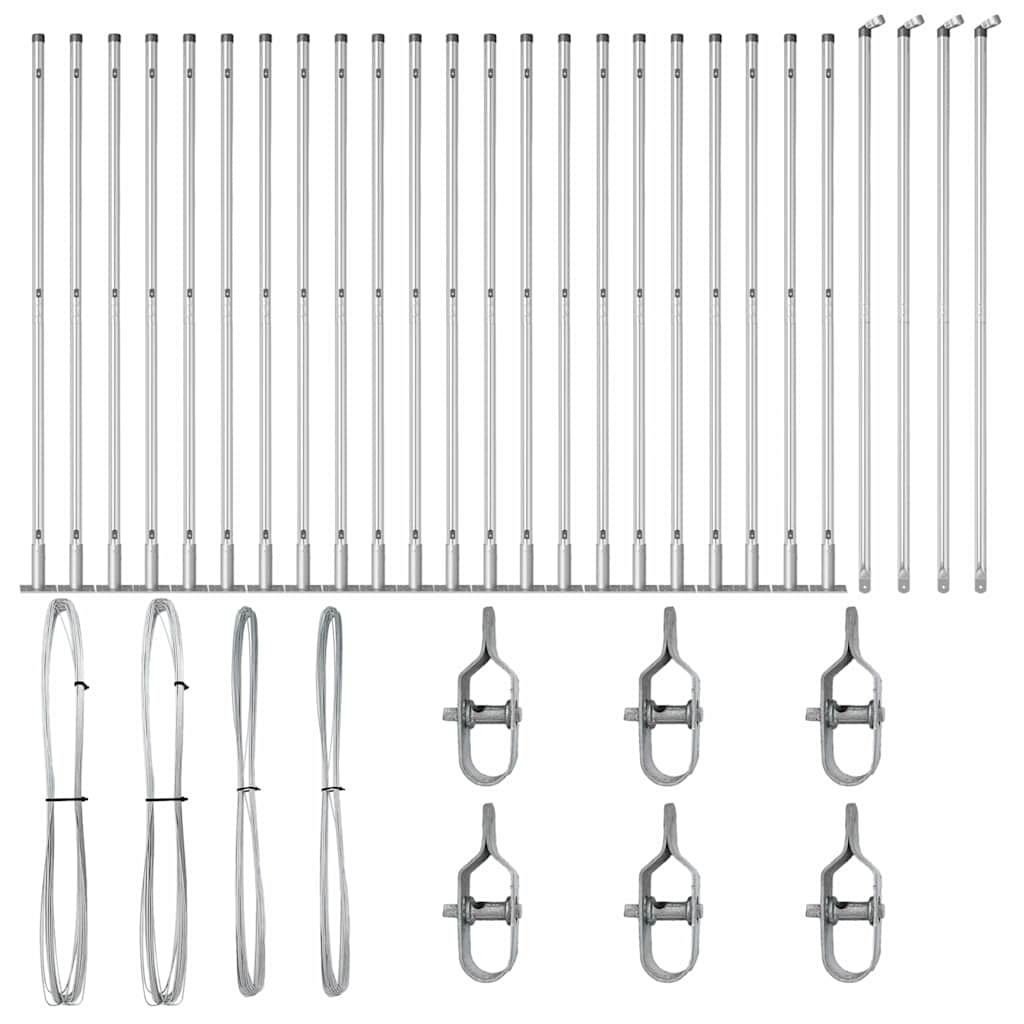 vidaXL Στυλοβάτες Φράχτη με Βάσεις 26 τεμ Ø32mm 68,5cm Γαλβανισμένο Ατσάλι