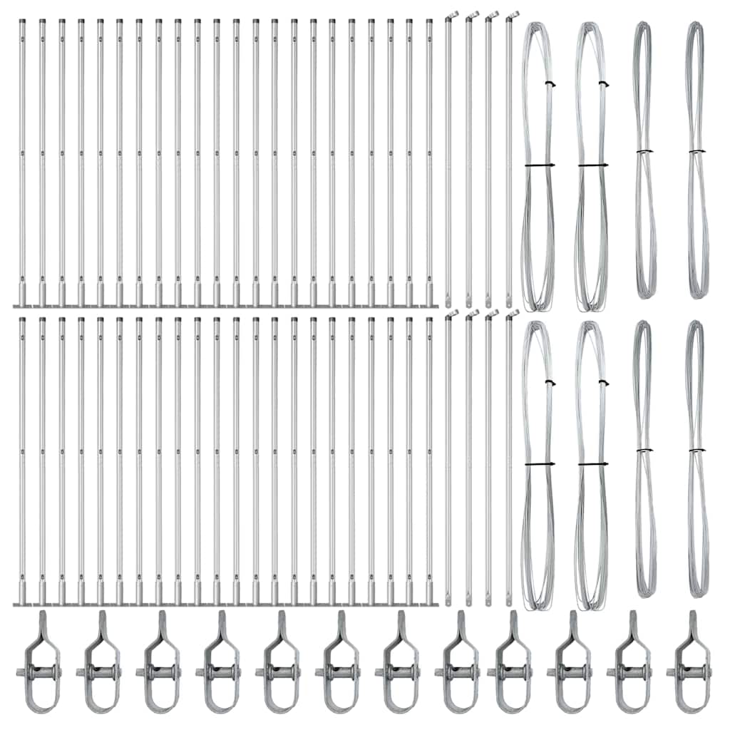 vidaXL Στυλώματα Φράχτη με Βάσεις 52 τεμ Ø32mm 78,5cm Γαλβανισμένο Χάλυβα
