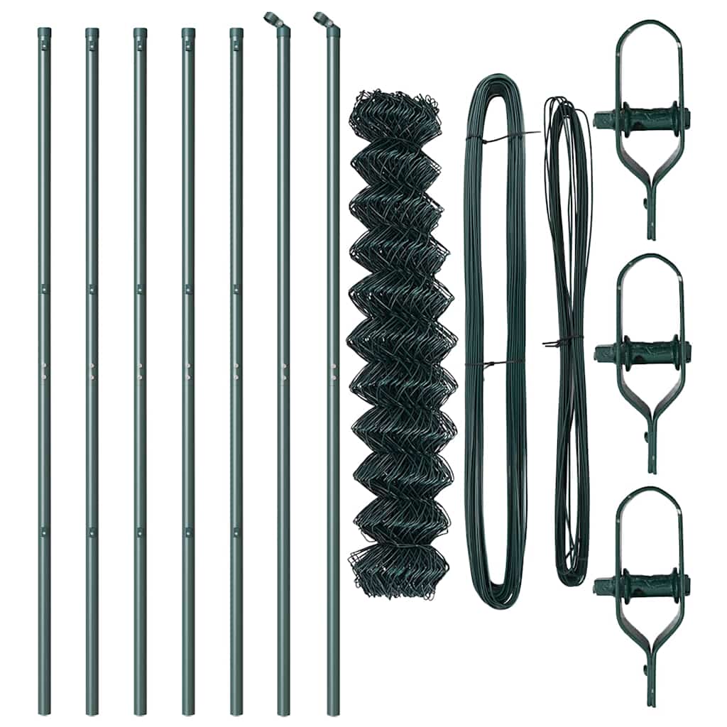vidaXL Σετ Στύλων Φράχτη Πράσινο 1.2 x 10 m Επικαλυμμένος Χάλυβας