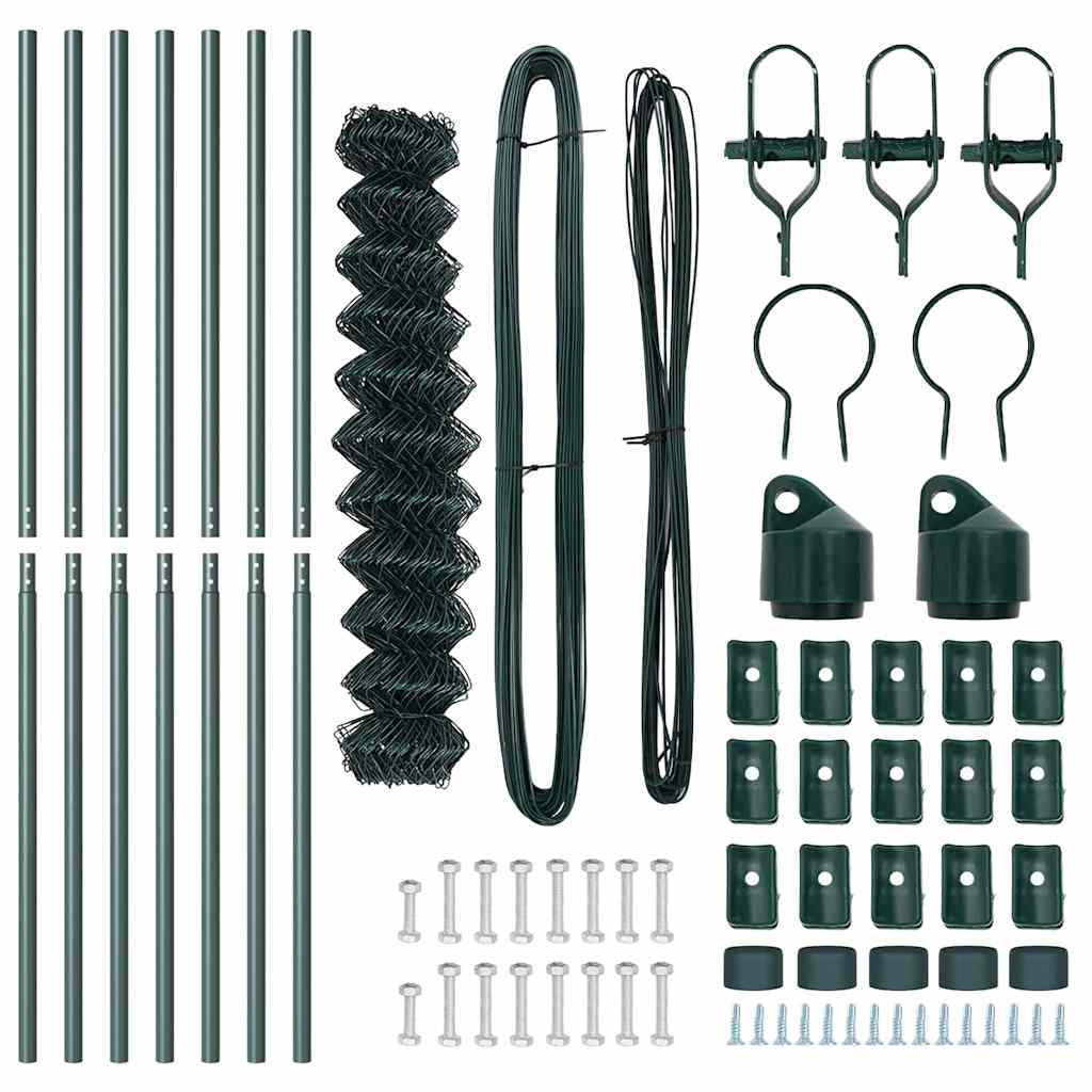 vidaXL Σετ Στύλων Φράχτη Πράσινο 1.5 x 10 m Επικαλυμμένος Χάλυβας