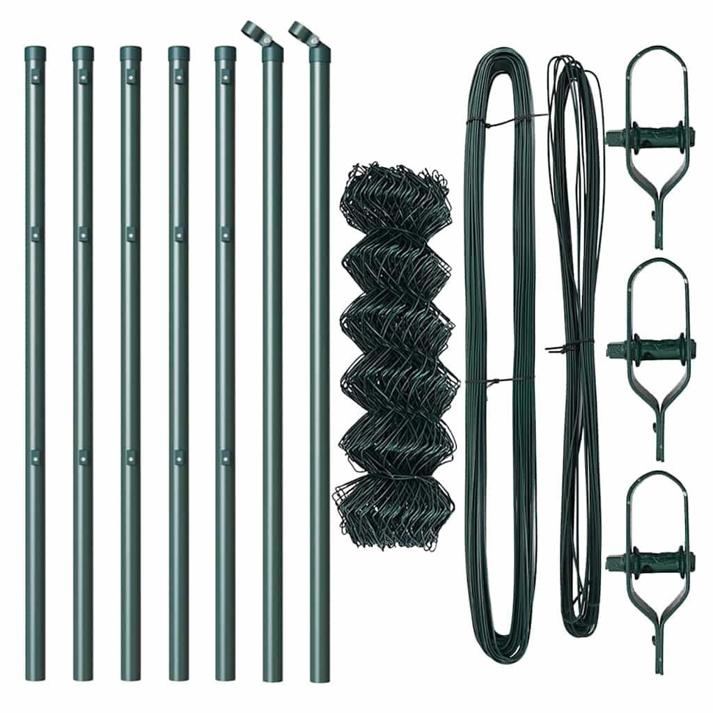 vidaXL Σετ Στύλων Φράχτη Πράσινο 0.6 x 10 μ Επικαλυμμένος Χάλυβας