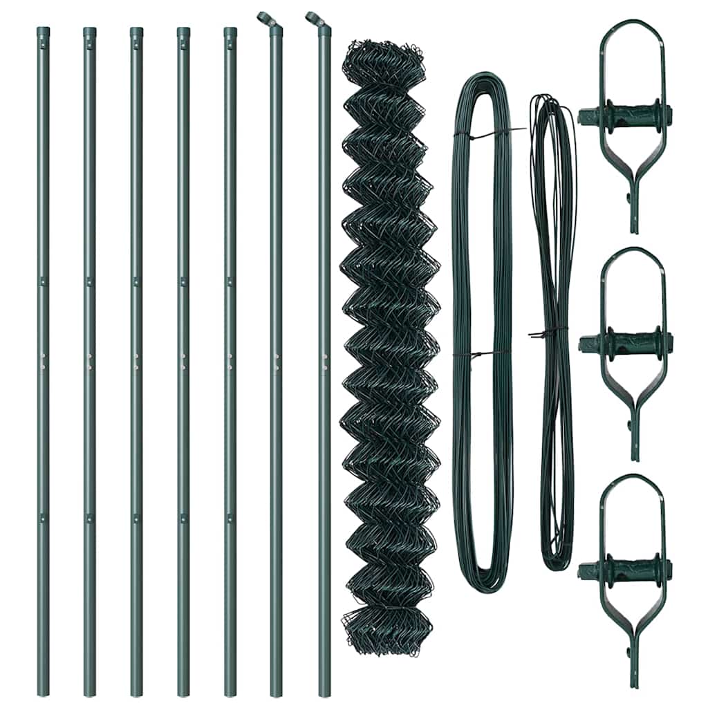 vidaXL Σετ Στύλων Φράχτη Πράσινο 1.6 x 10 m Επικαλυμμένος Χάλυβας