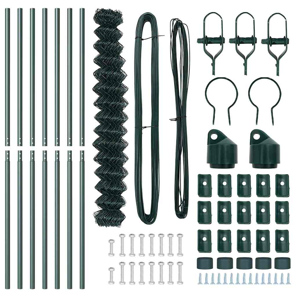 vidaXL Σετ Στύλων Φράχτη Πράσινο 1.6 x 10 m Επικαλυμμένος Χάλυβας