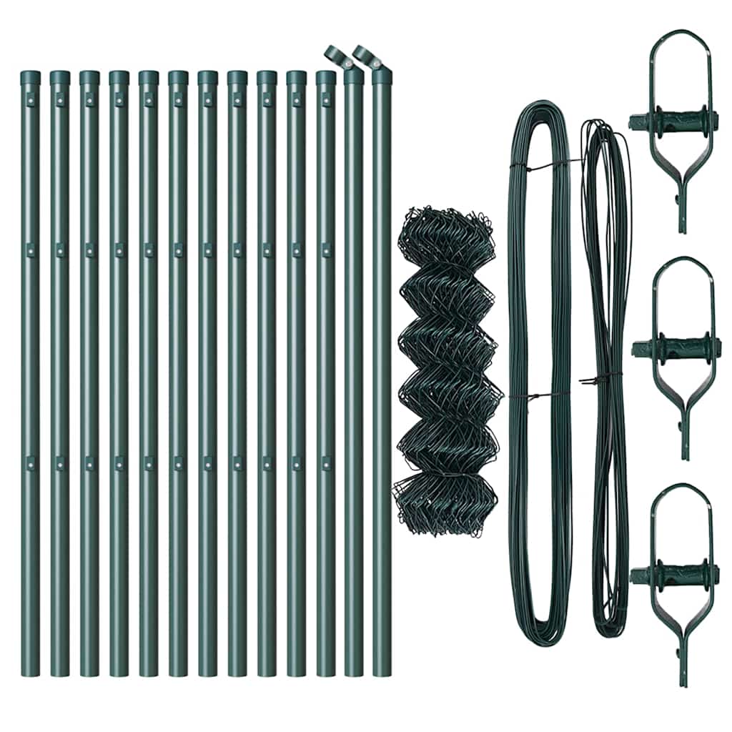 vidaXL Σετ Στύλων Φράχτη Πράσινο 0.8 x 25 m Επικαλυμμένος Χάλυβας