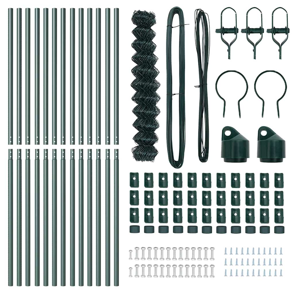 vidaXL Σετ Στύλων Φράχτη Πράσινο 1.2 x 25 m Επικαλυμμένος Χάλυβας