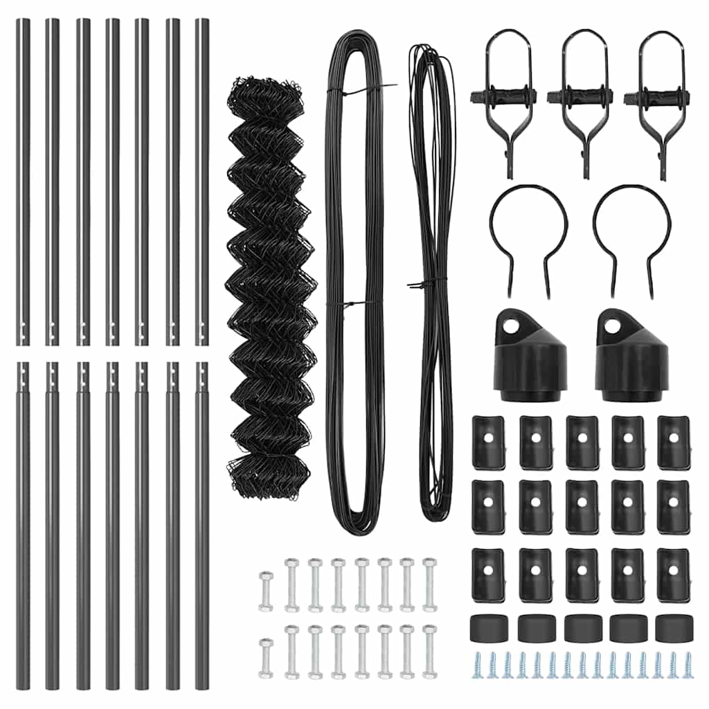 vidaXL Σετ Στύλων Φράχτη Γκρι 1.2 x 10 m Επικαλυμμένος Χάλυβας