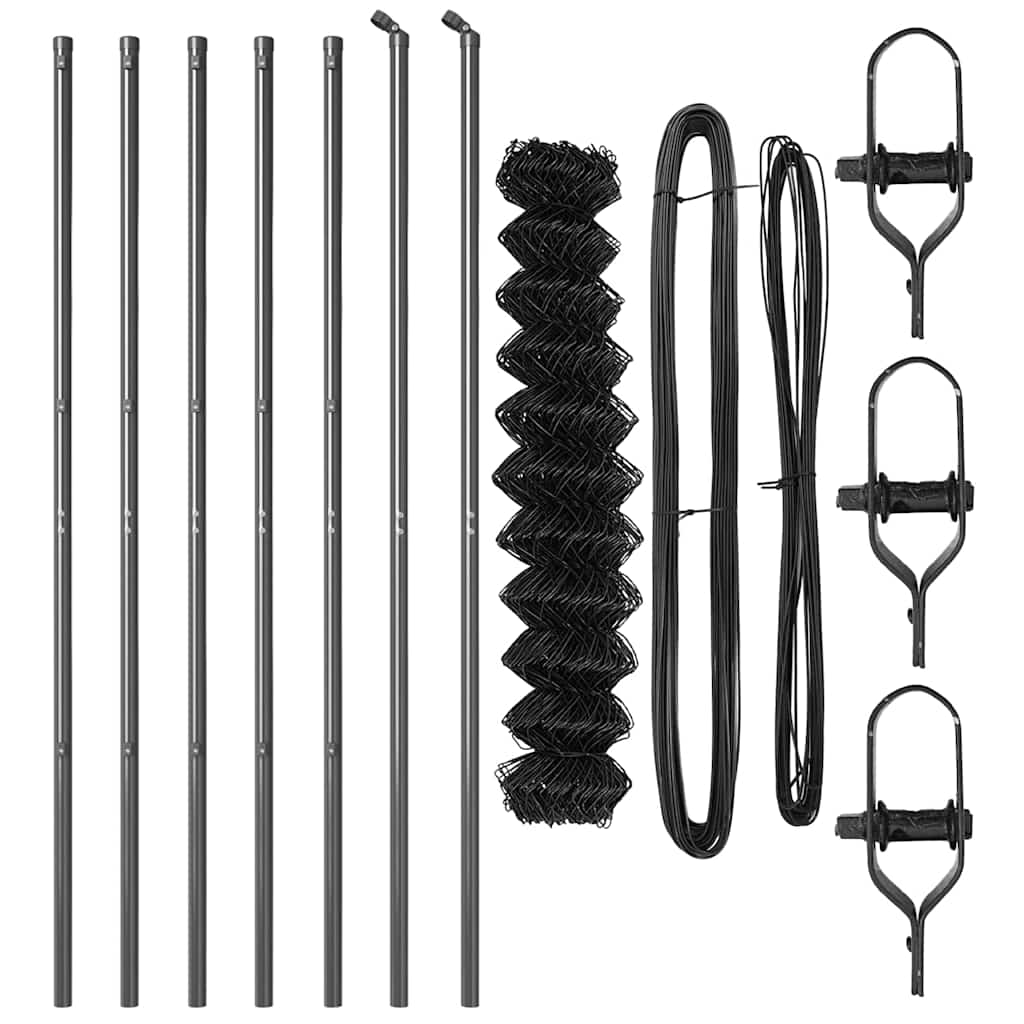 vidaXL Σετ Στύλων Φράχτη Γκρι 1.4 x 10 m Επικαλυμμένος Χάλυβας