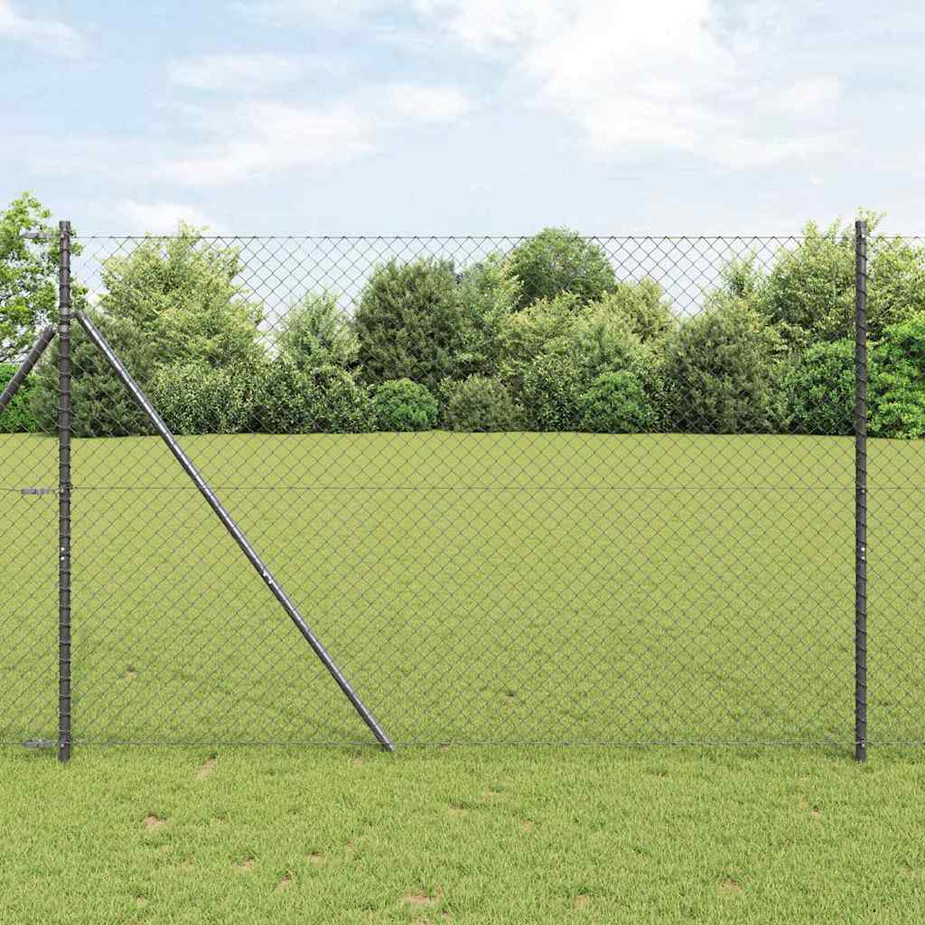 vidaXL Σετ Στύλων Φράχτη Γκρι 1.6 x 10 m Επικαλυμμένος Χάλυβας