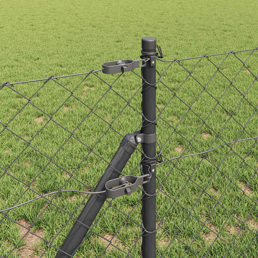 vidaXL Σετ Στύλων Φράχτη Γκρι 0.8 x 10 m Επικαλυμμένος Χάλυβας