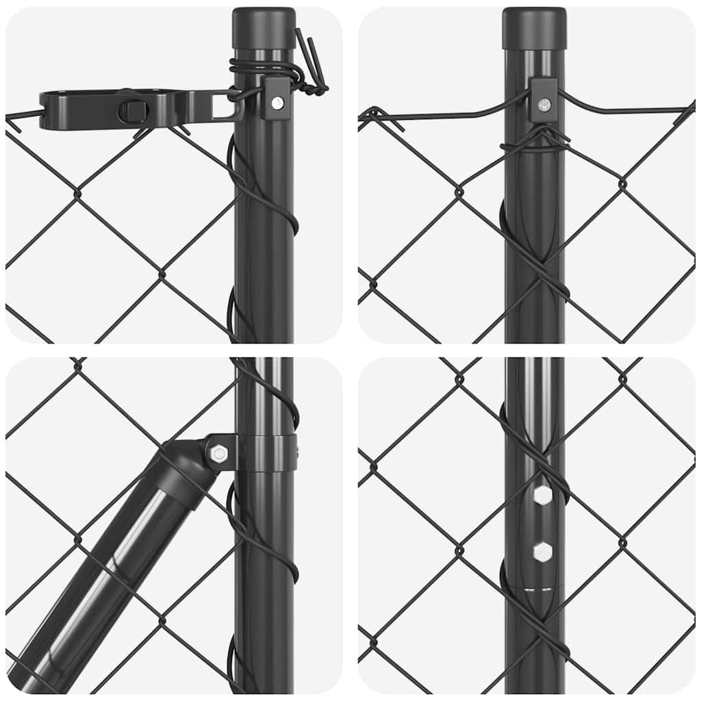 vidaXL Σετ Στύλων Φράχτη Γκρι 1.5 x 10 m Επικαλυμμένος Χάλυβας
