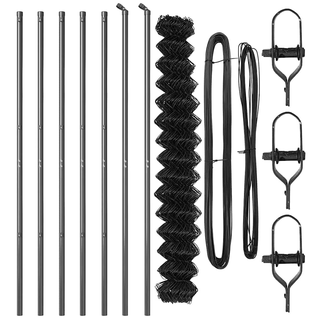 vidaXL Σετ Στύλων Φράχτη Γκρι 1.6 x 10 m Επικαλυμμένος Χάλυβας