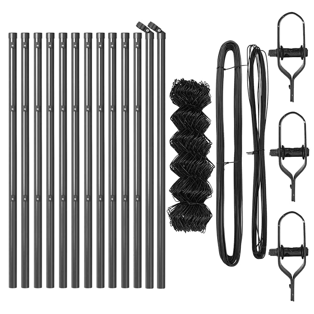 vidaXL Σετ Στύλων Φράχτη Γκρι 0.6 x 25 μ Επικαλυμμένος Χάλυβας