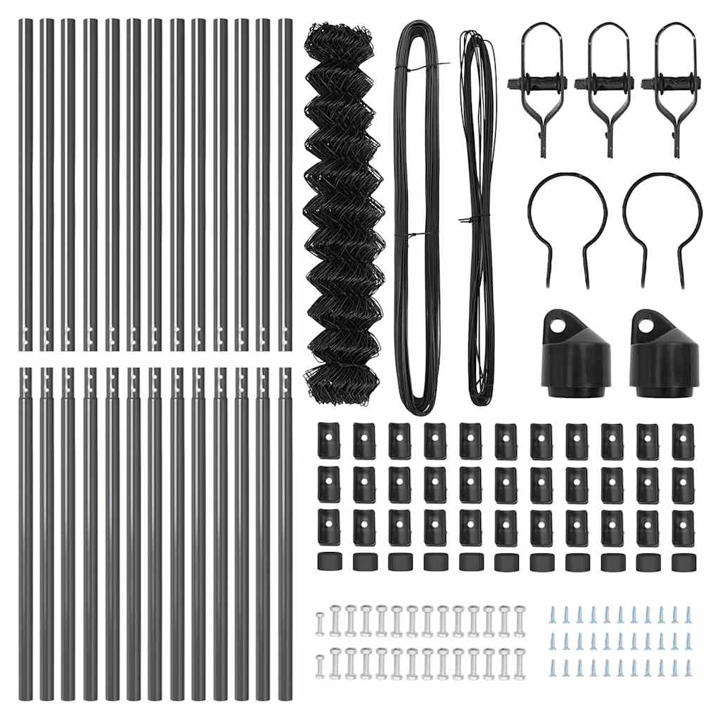 vidaXL Σετ Στύλων Φράχτη Γκρι 1 x 25 m Επικαλυμμένος Χάλυβας