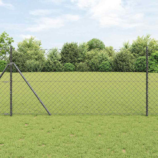 vidaXL Σετ Στύλων Φράχτη Γκρι 1.2 x 25 m Επικαλυμμένος Χάλυβας