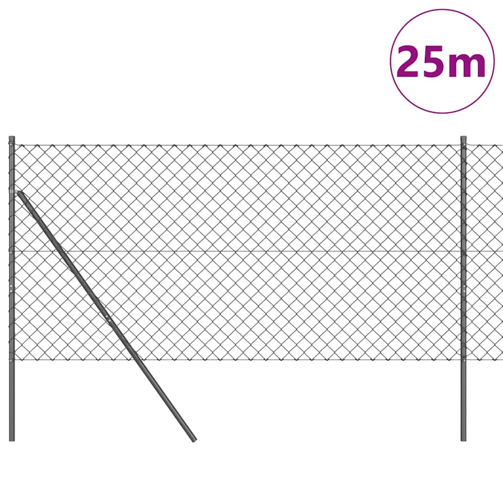 vidaXL Σετ Στύλων Φράχτη Γκρι 1.2 x 25 m Επικαλυμμένος Χάλυβας