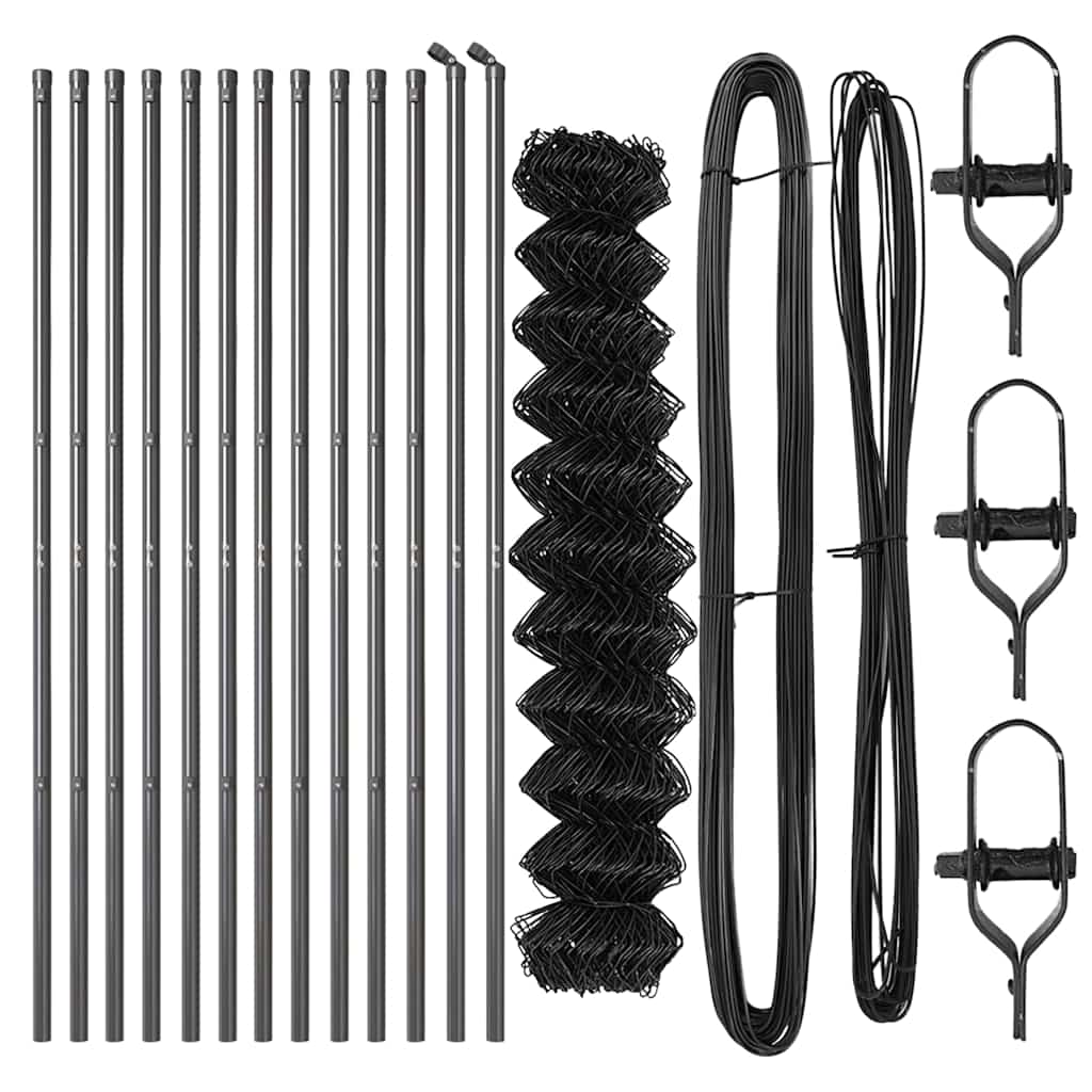 vidaXL Σετ Στύλων Φράχτη Γκρι 1.4 x 25 m Επικαλυμμένος Χάλυβας