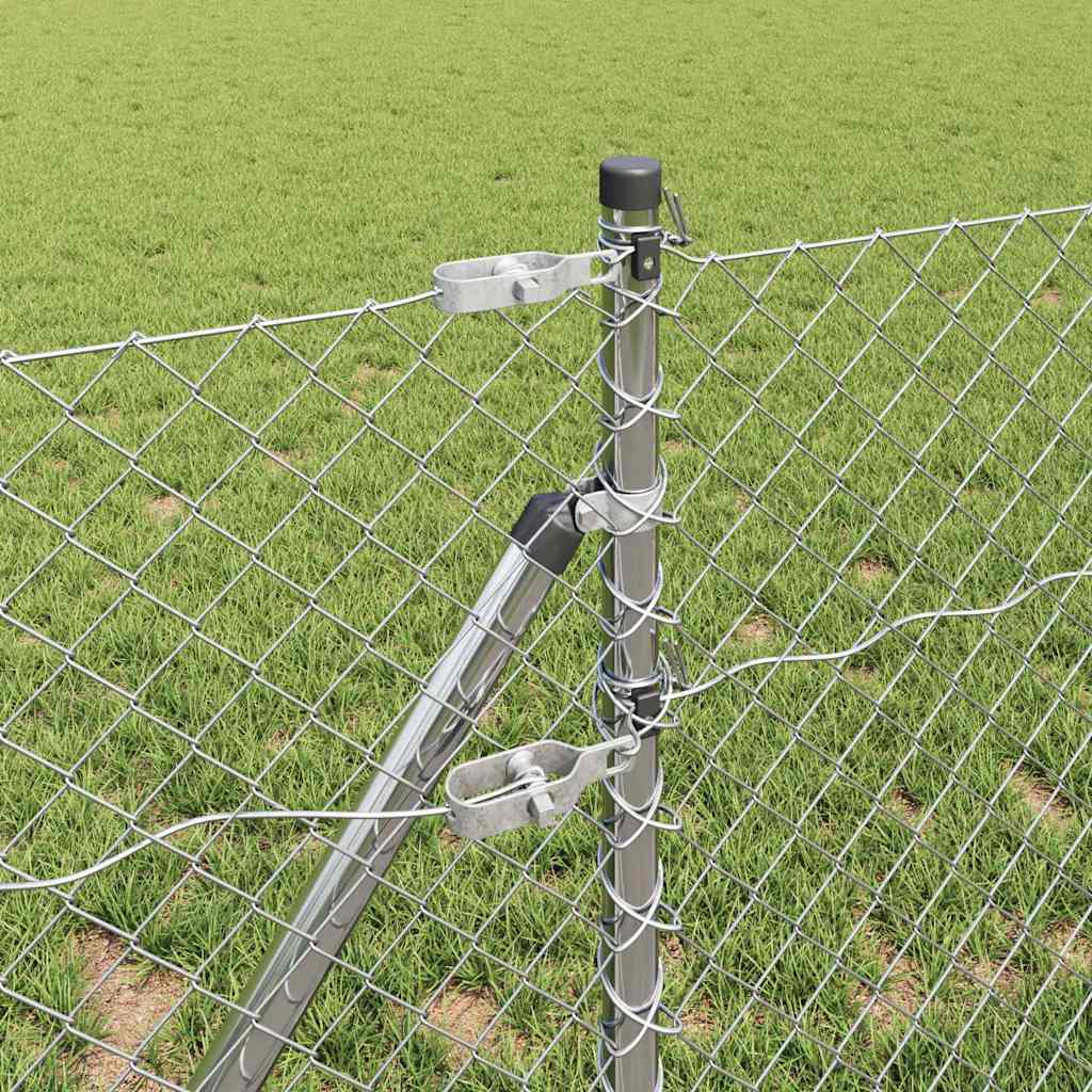 vidaXL Σετ Στύλων Φράχτη Ασημί 0.4 x 10 μ Γαλβανισμένος χάλυβας