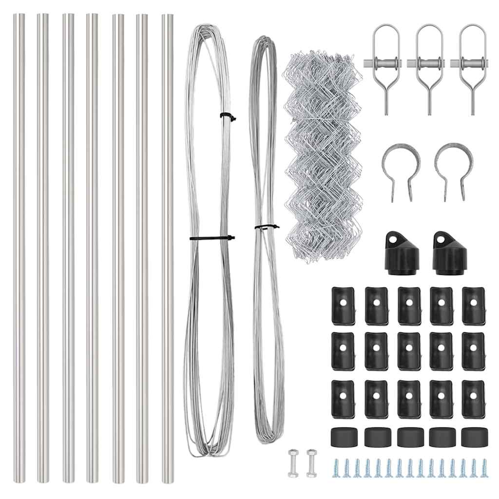 vidaXL Σετ Στύλων Φράχτη Ασημί 0.8 x 10 m Επικαλυμμένος Χάλυβας