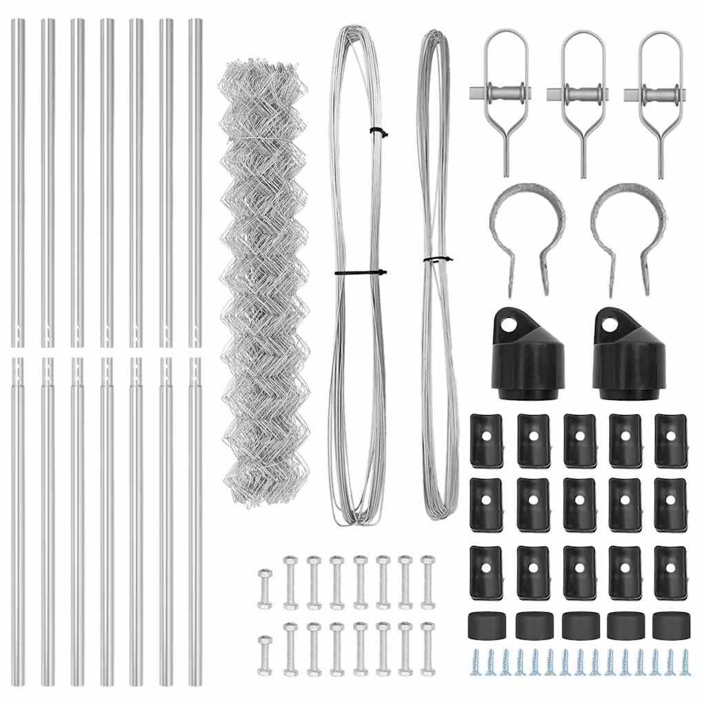 vidaXL Σετ Στύλων Φράχτη Ασημί 1.6 x 10 m Γαλβανισμένος χάλυβας