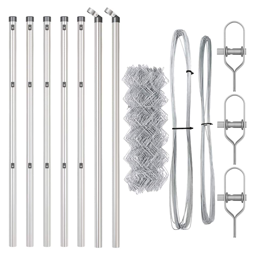 vidaXL Σετ Στύλων Φράχτη Ασημί 0.8 x 10 m Επικαλυμμένος Χάλυβας