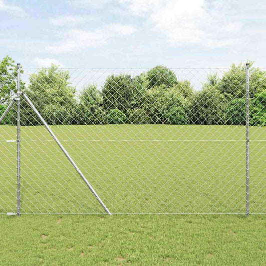 vidaXL Σετ Στύλων Φράχτη Ασημί 1.5 x 10 m Επικαλυμμένος Χάλυβας