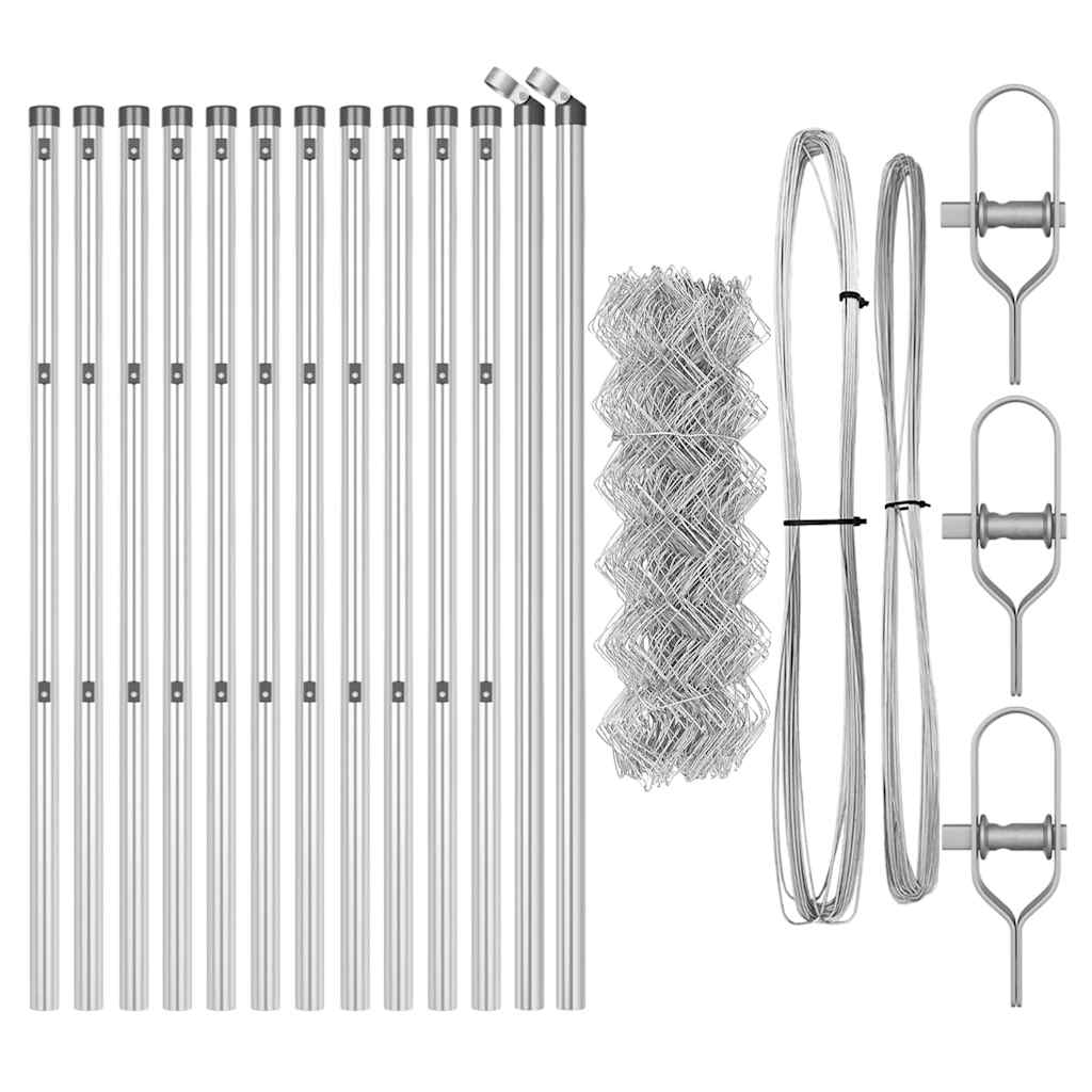 vidaXL Σετ Στύλων Φράχτη Ασημί 0.6 x 25 μ Γαλβανισμένος χάλυβας