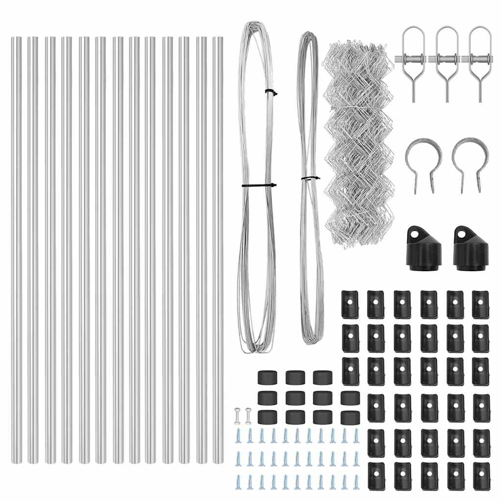 vidaXL Σετ Στύλων Φράχτη Ασημί 0.6 x 25 μ Γαλβανισμένος χάλυβας