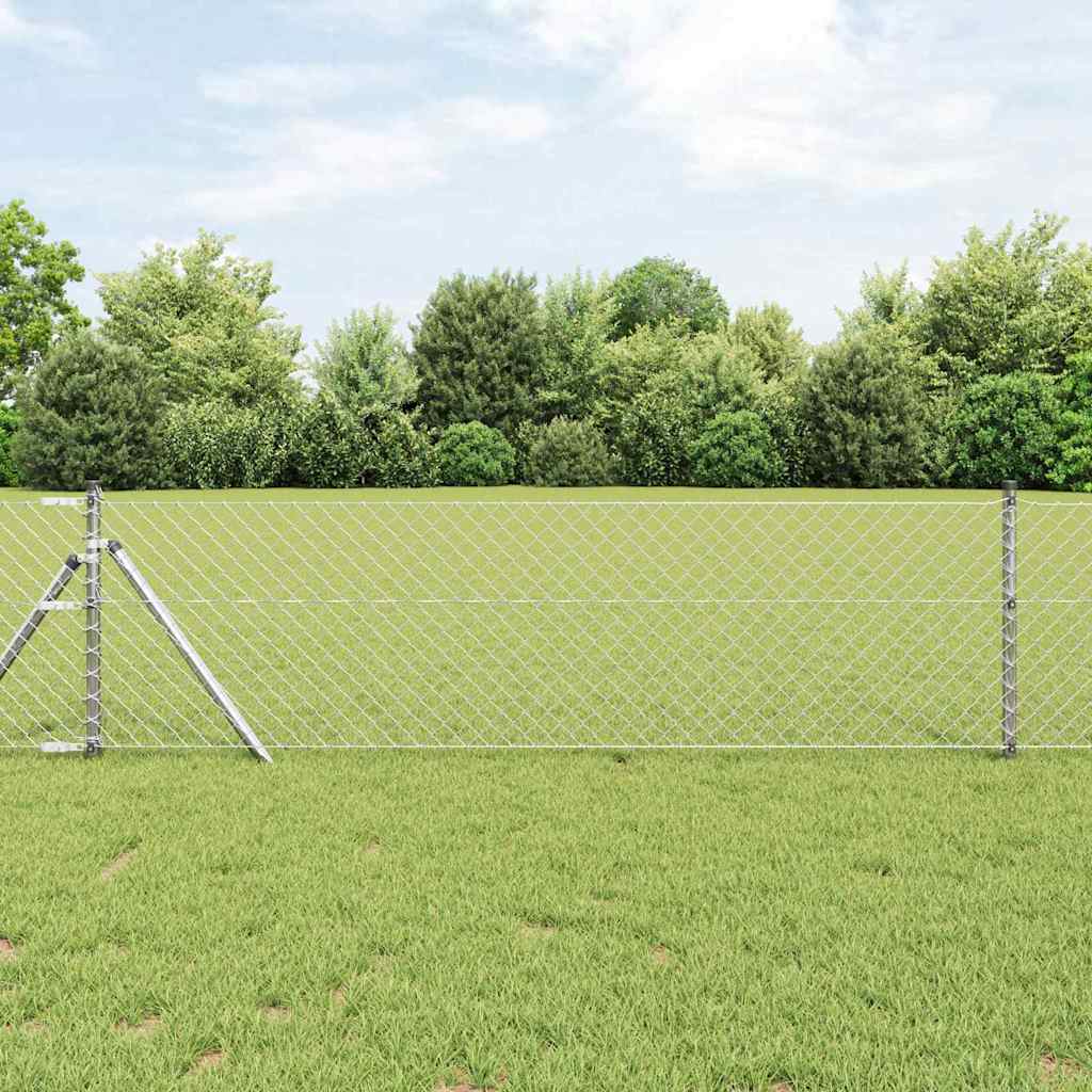 vidaXL Σετ Στύλων Φράχτη Ασημί 0.8 x 25 m Γαλβανισμένος χάλυβας