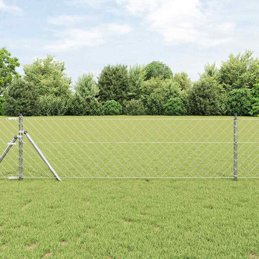 vidaXL Σετ Στύλων Φράχτη Ασημί 0.8 x 25 m Επικαλυμμένος Χάλυβας