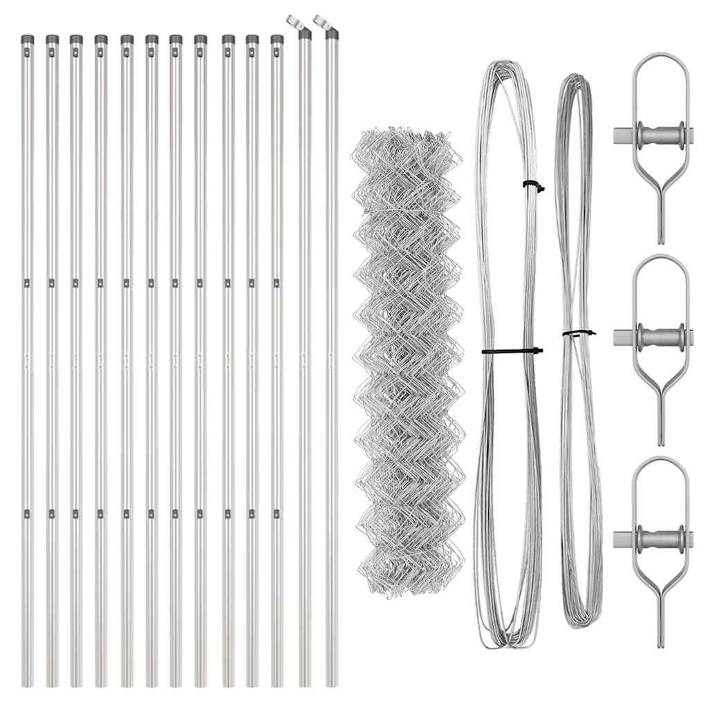 vidaXL Σετ Στύλων Φράχτη Ασημί 1 x 25 m Επικαλυμμένος Χάλυβας