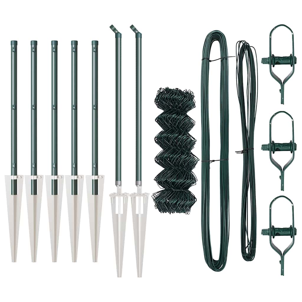 vidaXL Σετ Στύλων Φράχτη Πράσινο 0.4 x 10 μ
