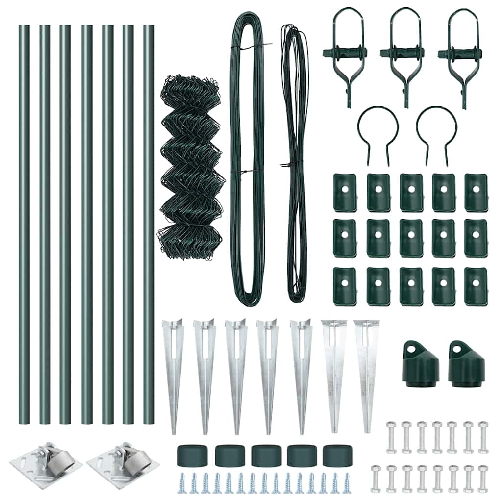 vidaXL Σετ Στύλων Φράχτη Πράσινο 0.8 x 10 m Επικαλυμμένος Χάλυβας