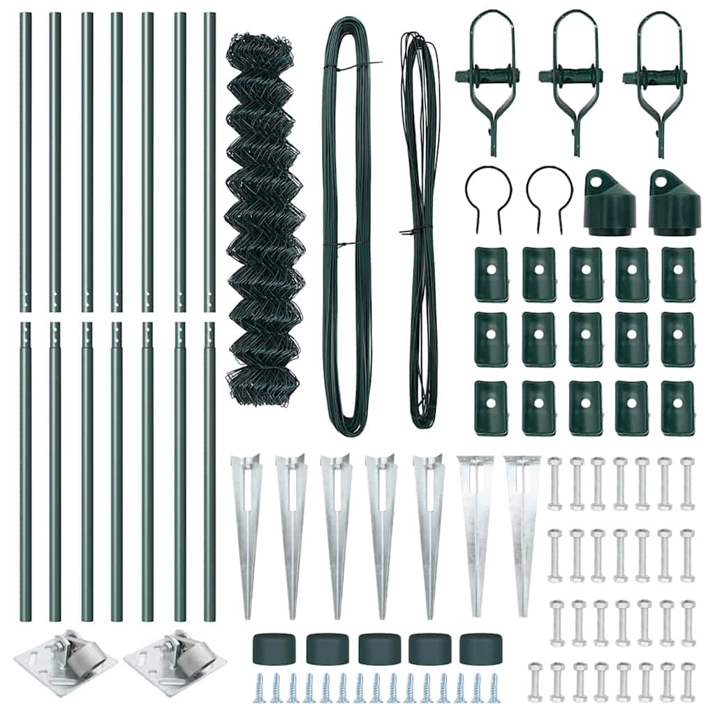 vidaXL Σετ Στύλων Φράχτη Πράσινο 1.2 x 10 m Επικαλυμμένος Χάλυβας