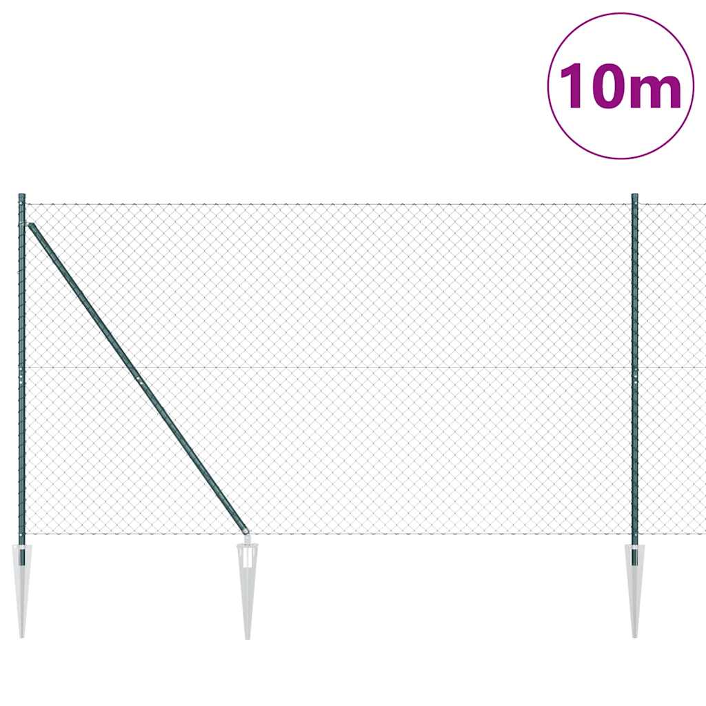 vidaXL Σετ Στύλων Φράχτη Πράσινο 1.5 x 10 m Επικαλυμμένος Χάλυβας