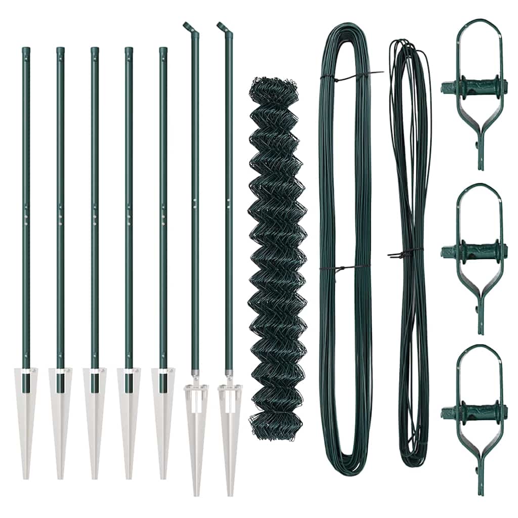 vidaXL Σετ Στύλων Φράχτη Πράσινο 1.6 x 10 m Επικαλυμμένος Χάλυβας