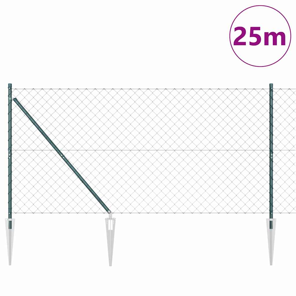 vidaXL Σετ Στύλων Φράχτη Πράσινο 1.2 x 25 m Επικαλυμμένος Χάλυβας