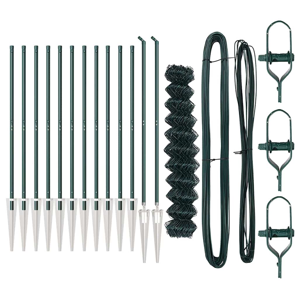 vidaXL Σετ Στύλων Φράχτη Πράσινο 1.4 x 25 m