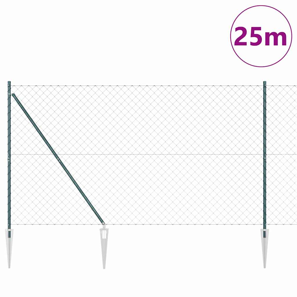 vidaXL Σετ Στύλων Φράχτη Πράσινο 1.5 x 25 m Επικαλυμμένος Χάλυβας