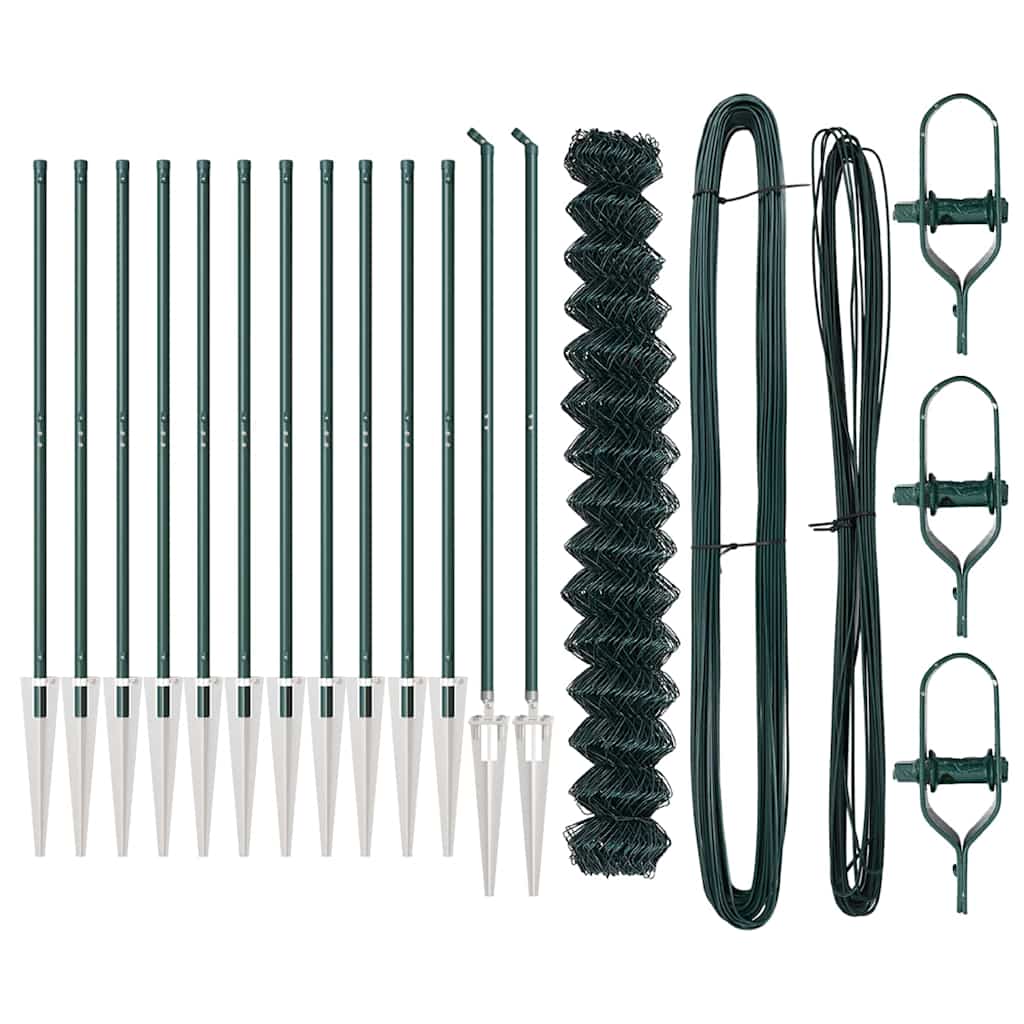 vidaXL Σετ Στύλων Φράχτη Πράσινο 1.6 x 25 m