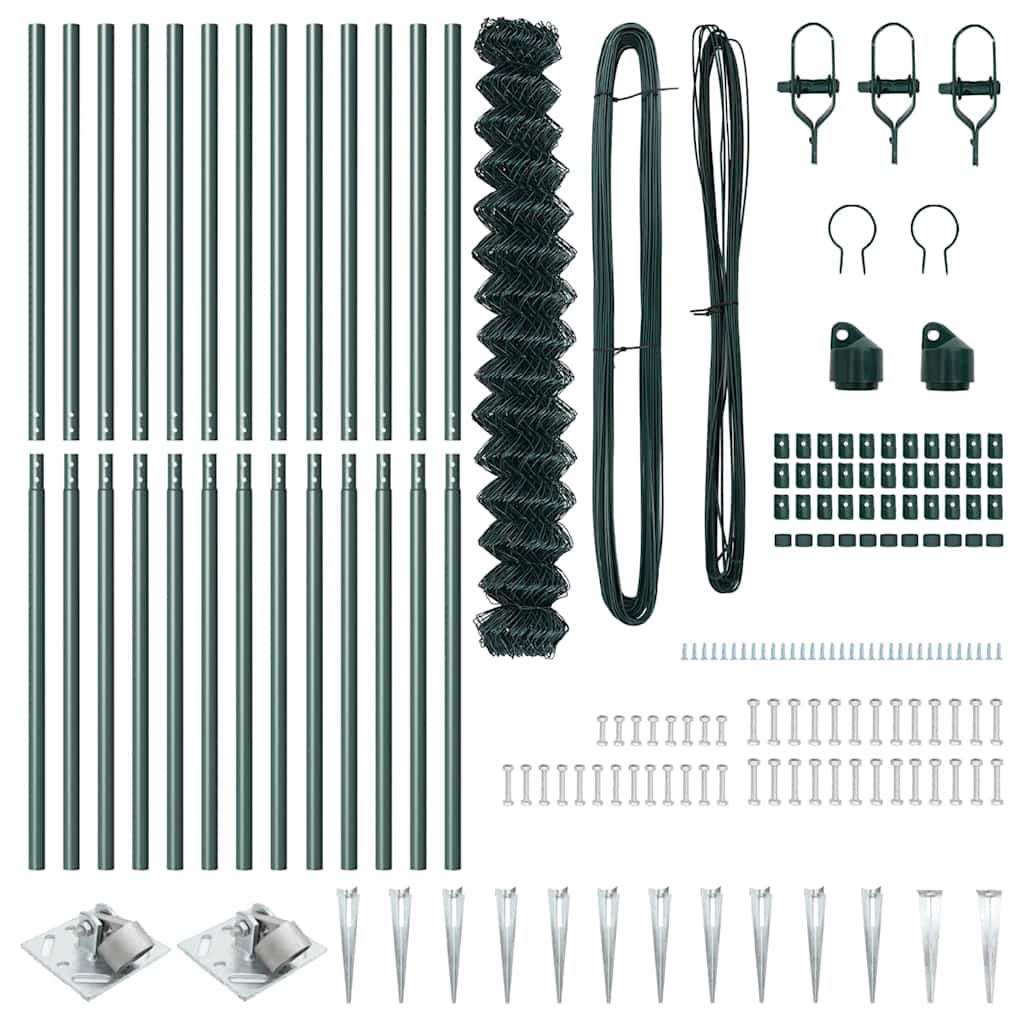 vidaXL Σετ Στύλων Φράχτη Πράσινο 1.6 x 25 m