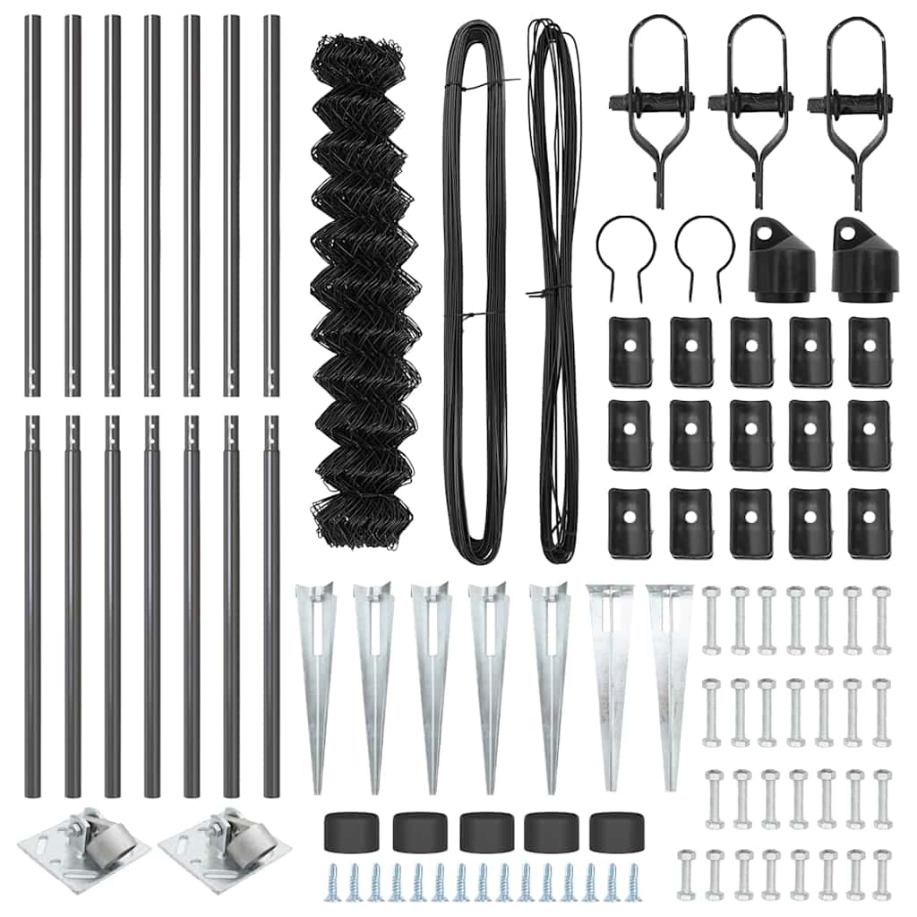 vidaXL Σετ Στύλων Φράχτη Γκρι 1.2 x 10 m Επικαλυμμένος Χάλυβας