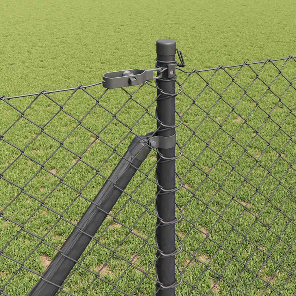 vidaXL Σετ Στύλων Φράχτη Γκρι 1.4 x 10 m