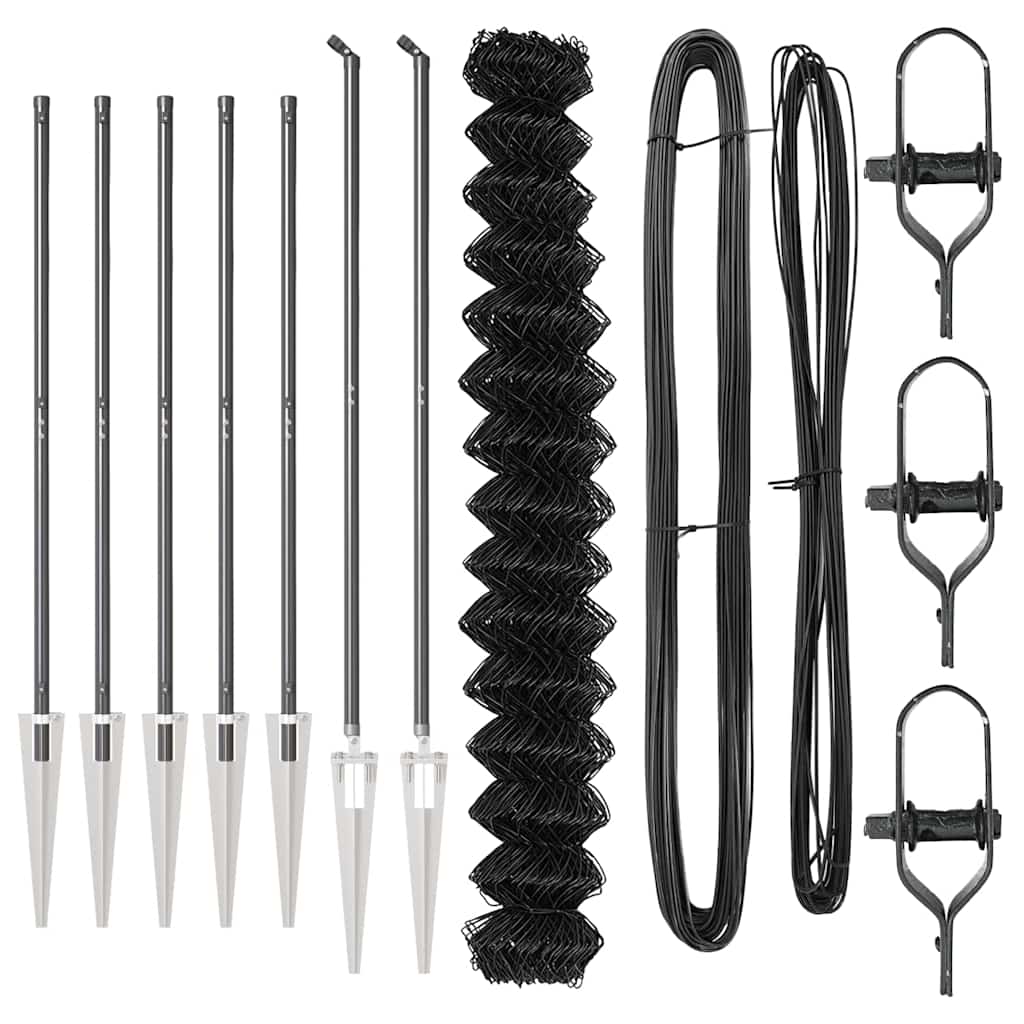 vidaXL Σετ Στύλων Φράχτη Γκρι 1.5 x 10 m