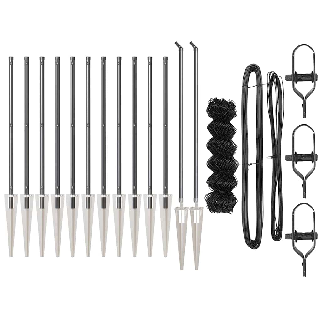 vidaXL Φράχτης από αλυσίδα με στήλες Γκρι 0.8 x 25 m Ατσάλι