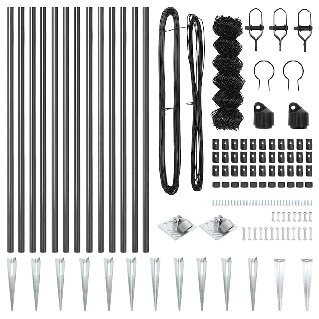 vidaXL Φράχτης από αλυσίδα με στήλες Γκρι 0.8 x 25 m Ατσάλι