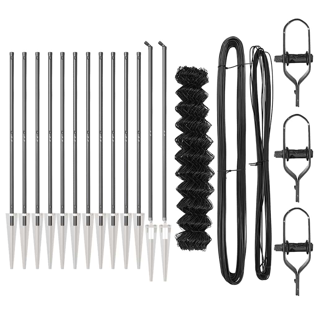 vidaXL Φράχτης από αλυσίδα με στήλες Γκρι 1.2 x 25 m Ατσάλι