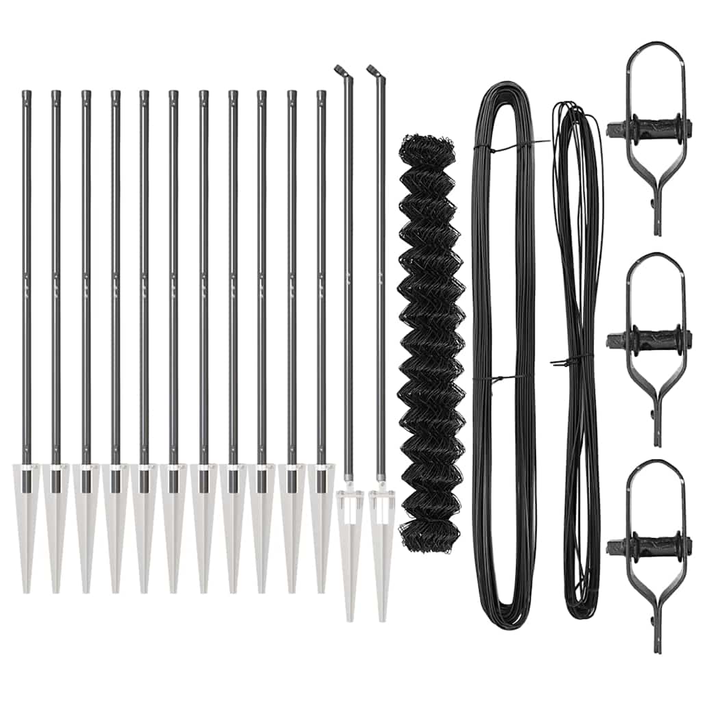 vidaXL Φράχτης από αλυσίδα με στήλες Γκρι 1.5 x 25 m Ατσάλι