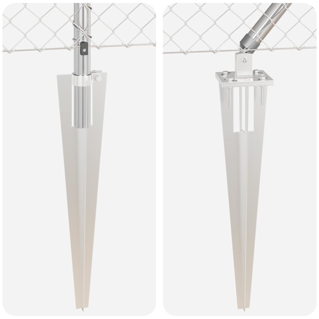 vidaXL Φράχτης από αλυσίδα με στήλες Ασημί 0.6 x 10 μ Ατσάλι